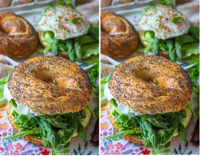 Wiosenne śniadanie z sadzonym jajkiem na wodzie i szparagami