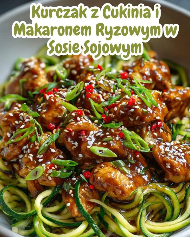 Kurczak z Cukinią i Makaronem Sojowym