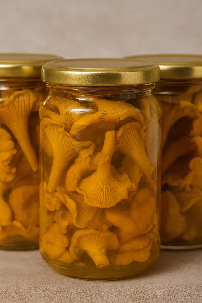 Marynowane kurki w słoikach